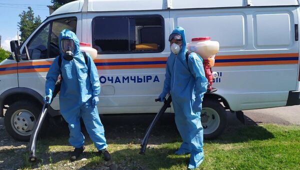 Сотрудники пожарно-спасательной части по охране Очамчырского района провели дезинфекцию в селе Лабра.  - Sputnik Аҧсны
