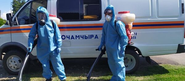 Сотрудники пожарно-спасательной части по охране Очамчырского района провели дезинфекцию в селе Лабра.  Сотрудники пожарно-спасательной части по охране Очамчырского района провели дезинфекцию в селе Лабра.  - Sputnik Абхазия