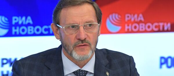 Президент Ассоциации группы специального назначения Вымпел полковник Валерий Попов во время пресс-конференции на тему: 3 сентября - День солидарности в борьбе с терроризмом в Международном мультимедийном пресс-центре МИА Россия сегодня. Президент Ассоциации группы специального назначения Вымпел полковник Валерий Попов во время пресс-конференции на тему: 3 сентября - День солидарности в борьбе с терроризмом в Международном мультимедийном пресс-центре МИА Россия сегодня. - Sputnik Абхазия