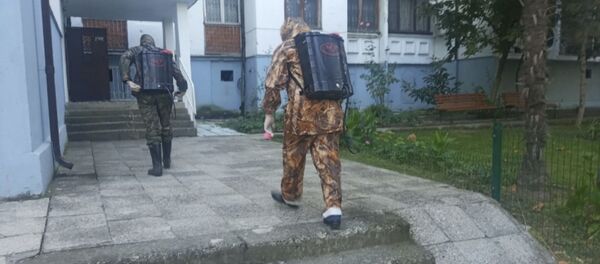 7 сентября сотрудники пожарно-спасательного отряда г. Сухум провели дезинфекцию многоквартирного дома № 7 по ул. Воронова - Sputnik Абхазия