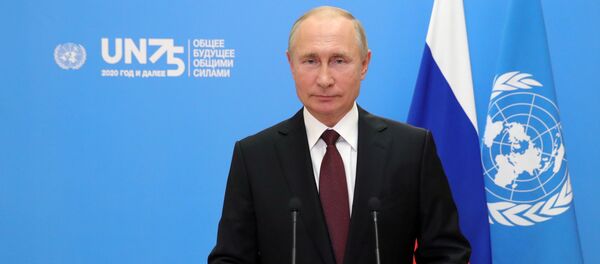 Выступление президента РФ В. Путина с видеообращением на 75-й сессии Генассамблеи ООН Выступление президента РФ В. Путина с видеообращением на 75-й сессии Генассамблеи ООН - Sputnik Абхазия