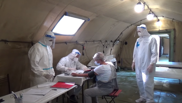 Работа военно-медицинских специалистов ЮВО в мобильном госпитале в Абхазии - Sputnik Абхазия