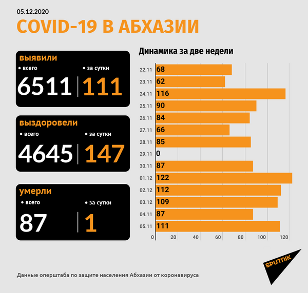 Коронавирус подтвержден еще у 111 человек в Абхазии, один пациент скончался Коронавирус подтвержден еще у 111 человек в Абхазии, один пациент скончался - Sputnik Абхазия