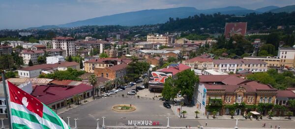 Ремонтные работы на площади Сергея Багапш  - Sputnik Абхазия