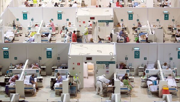 Временный госпиталь для пациентов с COVID-19, развернутый в ледовом дворце Крылатское - Sputnik Абхазия