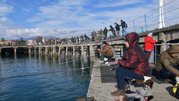 Рыбаки в сухумском порту  - Sputnik Абхазия