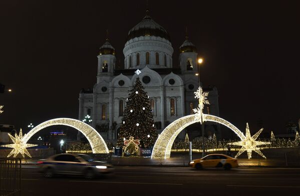 Рождественский вертеп у храма Христа Спасителя в Москве - Sputnik Абхазия