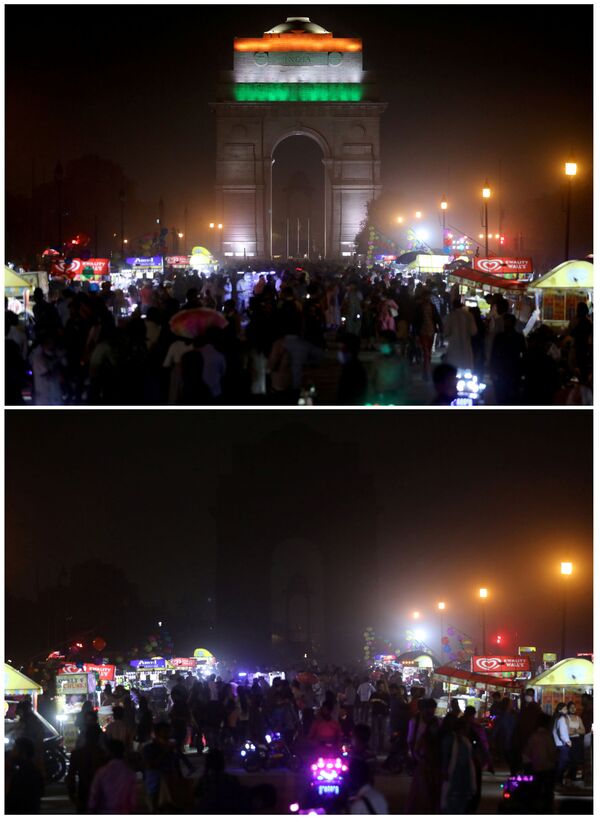 Фотографии до и после акции Час Земли в Индии  - Sputnik Абхазия
