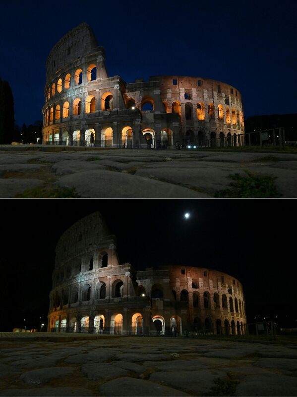 Фотографии до и после акции Час Земли в Риме  - Sputnik Абхазия