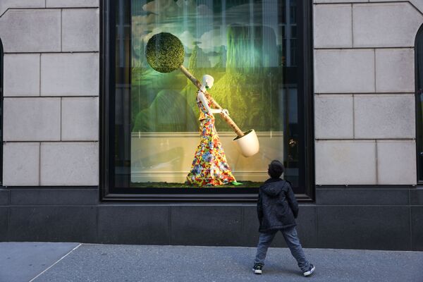 Ребенок смотрит на витрину магазина в Нью-Йорке - Sputnik Абхазия