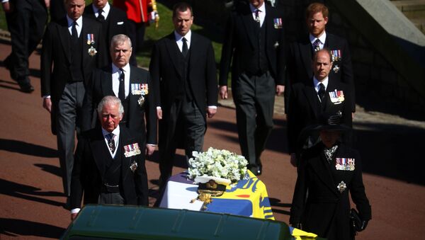 Члены королевской семьи на похоронах принца Филиппа - Sputnik Абхазия