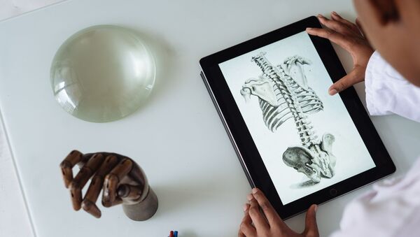 Скелет человека на экране планшета  - Sputnik Абхазия