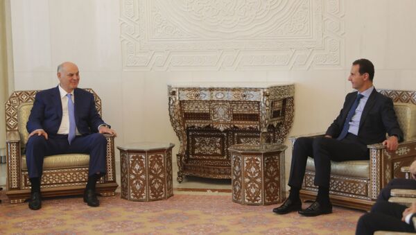 Официальная встреча Президентов Республики Абхазия и Сирийской Арабской Республики Аслана Бжания и Башара Аль-Асада  - Sputnik Абхазия