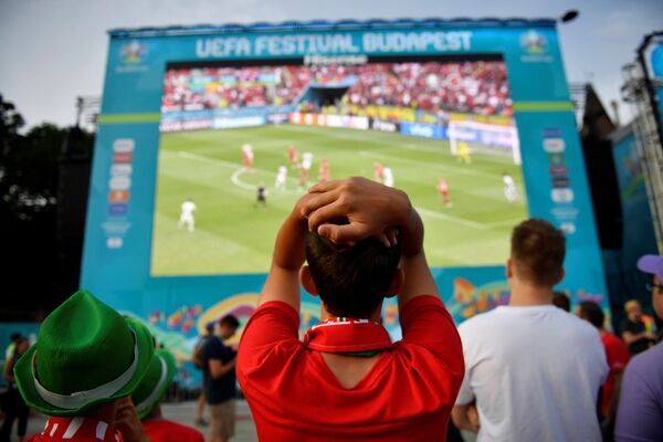 Болельщики смотрят матч Евро-2020 Венгрия - Португалия в Будапеште. - Sputnik Абхазия