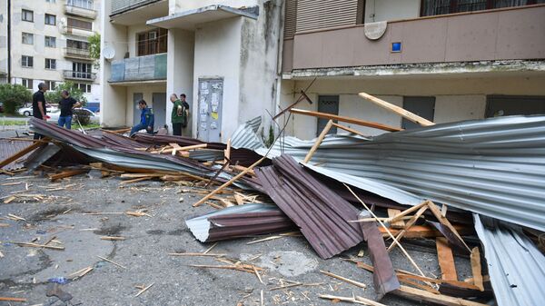 Сильный ветер в Сухуме повалил деревья и снес крыши домов  - Sputnik Аҧсны
