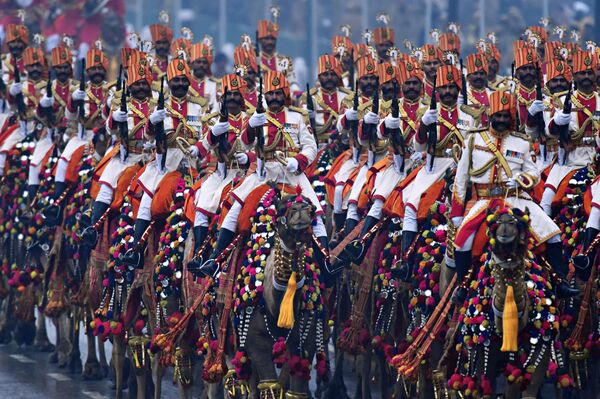Верблюжий патруль Пограничных сил Индии во время парада в Нью-Дели - Sputnik Абхазия