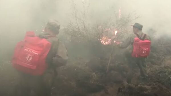 Тушение лесных пожаров военнослужащими ВВО в Якутии - Sputnik Абхазия