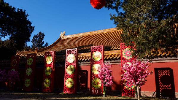 Украшенный к китайскому новому году парк Храма Земли в Пекине - Sputnik Аҧсны