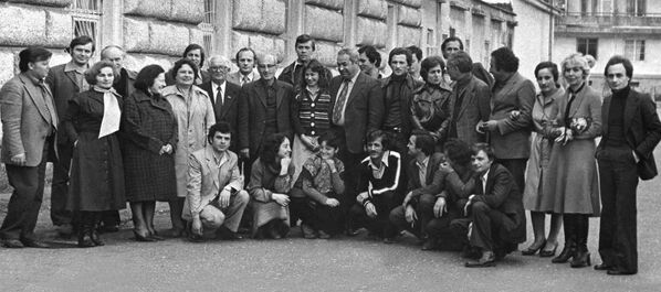 Встреча работников Абхазского радио со спортивным комментатором Владимиром Маслоченко – 3 октября 1980 года. - Sputnik Абхазия