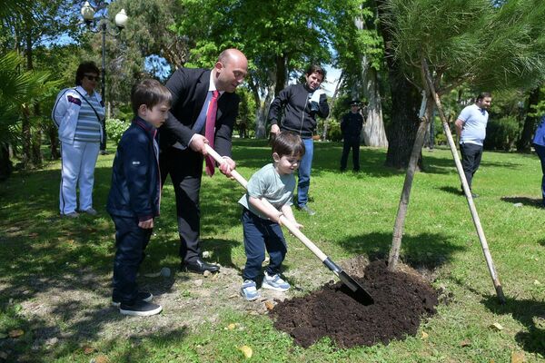 У памятника Махаджирам высадили деревья - Sputnik Абхазия