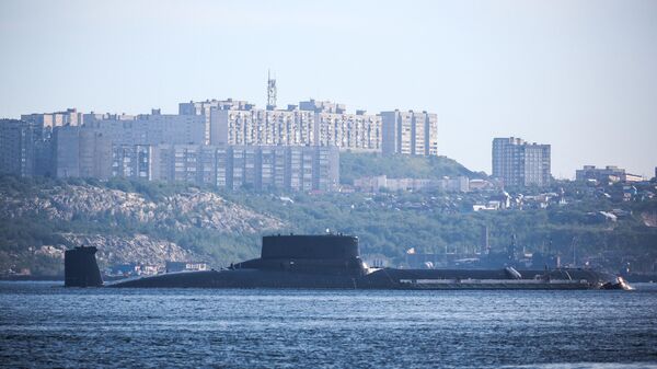 Ракетный подводный крейсер стратегического назначения Дмитрий Донской на рейде в заливе города Североморска - Sputnik Абхазия