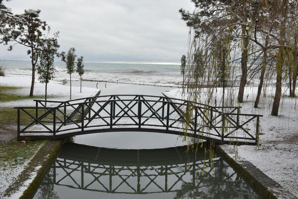 Выпавший в эти дни снег иногда смешивался с дождем, поэтому во многих местах он уже растаял. - Sputnik Абхазия