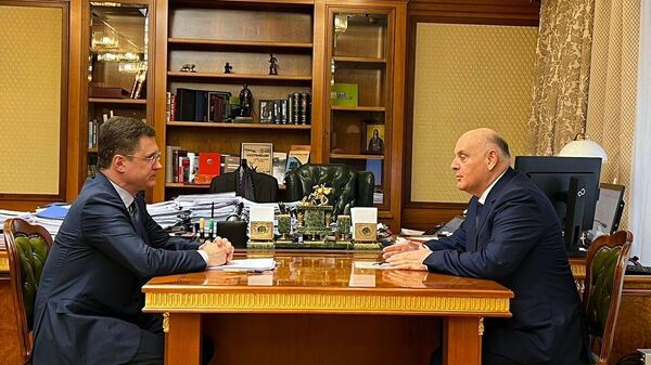 Президент Абхазии Аслан Бжания провел встречу с министром энергетики Александром Новаком. - Sputnik Аҧсны