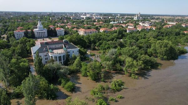 Затопленный центр Новой  Каховки  - Sputnik Абхазия