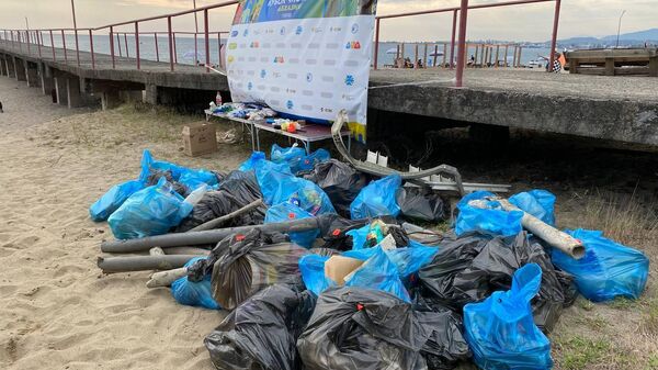 Сухумские активисты собрали более сорока пакетов мусора на берегу моря - Sputnik Абхазия