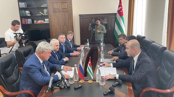 Спикер Парламента Абхазии встретился с делегацией Совета Федерации России  - Sputnik Абхазия