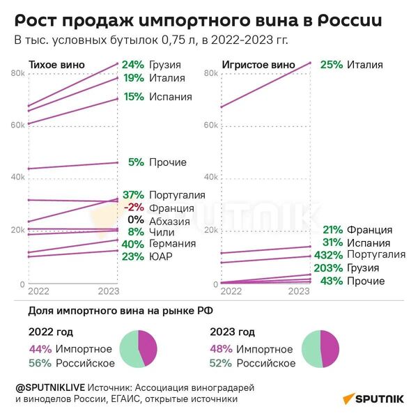 Рост продаж импортного вина в Россию  - Sputnik Абхазия