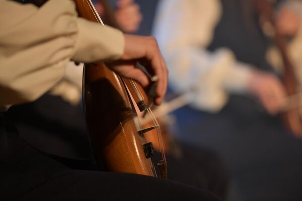 Участница оркестра играет на старинном абхазском инструменте апхьарца. - Sputnik Абхазия