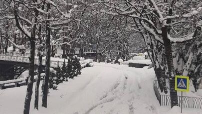 Снегоуборочная машина в рицинском Нацпарке 