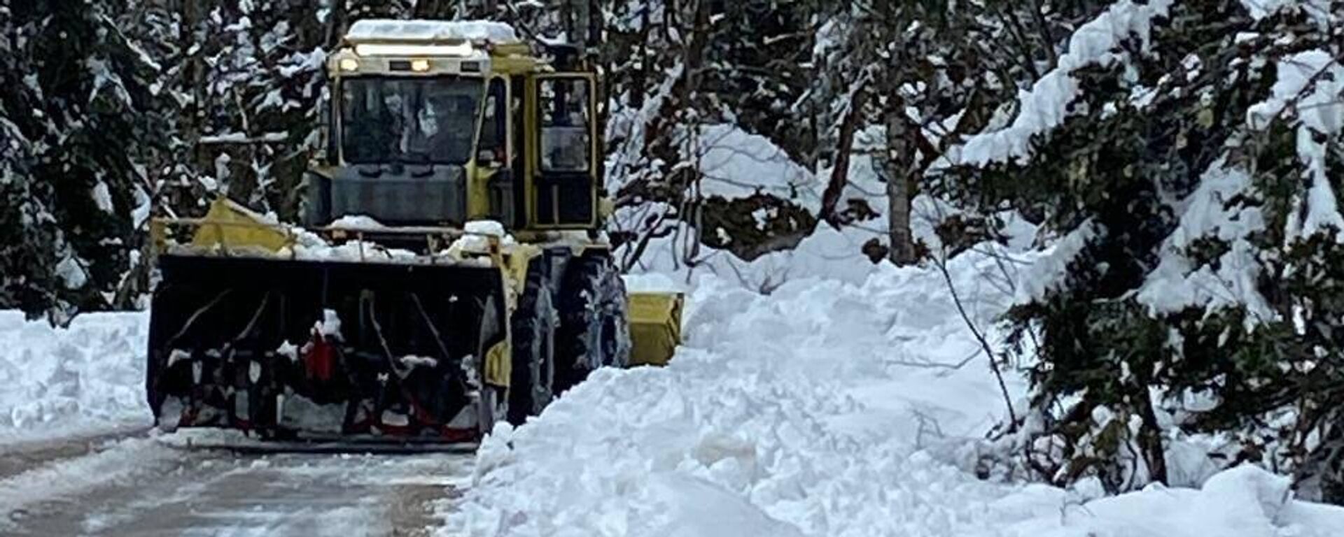 Снегоуборочная машина в рицинском Нацпарке  - Sputnik Абхазия, 1920, 13.01.2026