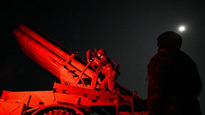 Работа РСЗО 9К57 "Ураган" добровольческого отряда "Барс-22 "Тигр" в Курской области