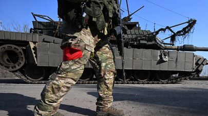 Подбитый танк "Абрамс" ВСУ, эвакуированный из-под Суджи