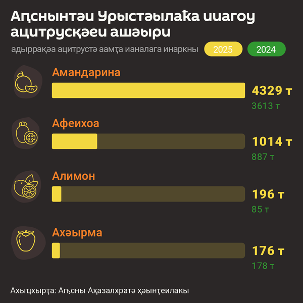 Асезон иалагазар Аԥсны Урыстәылаҟа 4,5 нызқь тонна рҟынӡа амандарина ашьҭхьеит. - Sputnik Аҧсны