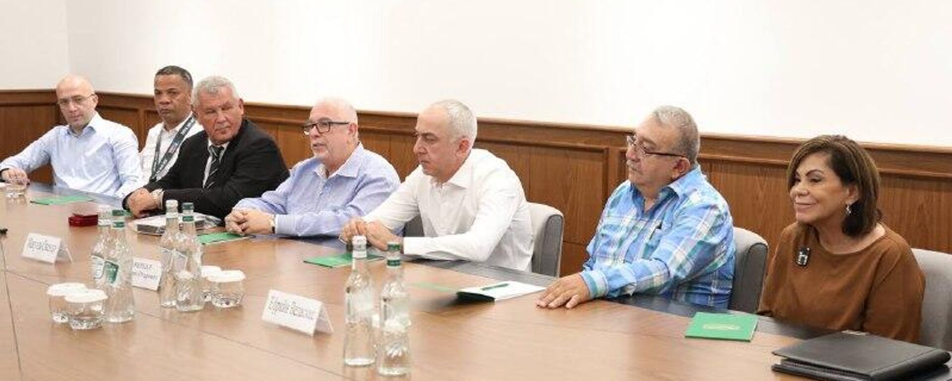 Президент Бадра Гунба встретился с главами международных федераций домино Мануелем Окендо, Ефрайном Веласкесом, Хуакином Мартинесо и Борисом Борзовым - Sputnik Абхазия, 1920, 20.11.2025