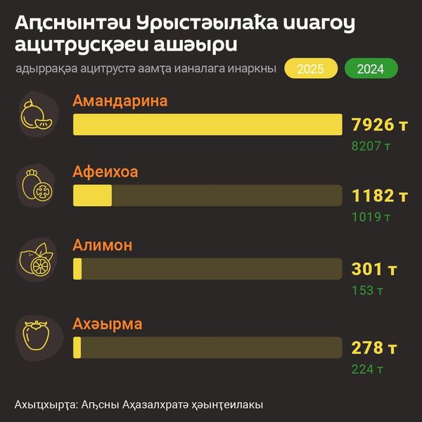 Асезон иалагазар Аԥсны Урыстәылаҟа 7 926 нызқь тонна амандарина ашьҭхьеит - Sputnik Аҧсны