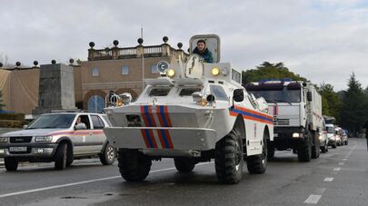 Отправка техники МЧС Абхазии на оз.Рица для ежегодных зимних учений