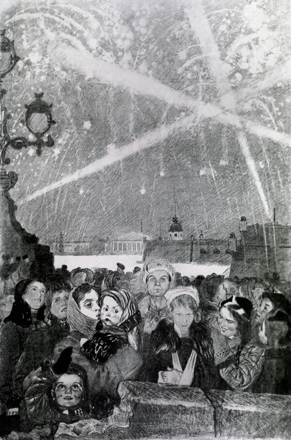 Репродукция картины "Салют 27 января 1944 года".  - Sputnik Абхазия