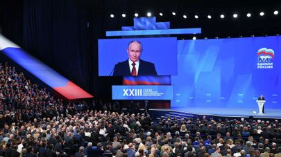 Президент РФ Владимир Путин выступает на XXIII съезде партии "Единая Россия" в Москве