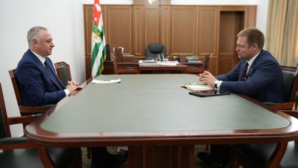 Сотрудничество с сфере образования и подготовки кадров обсудил президент Бадра Гунба с вице-президентом Синергии Даниилом Арефьевым - Sputnik Абхазия