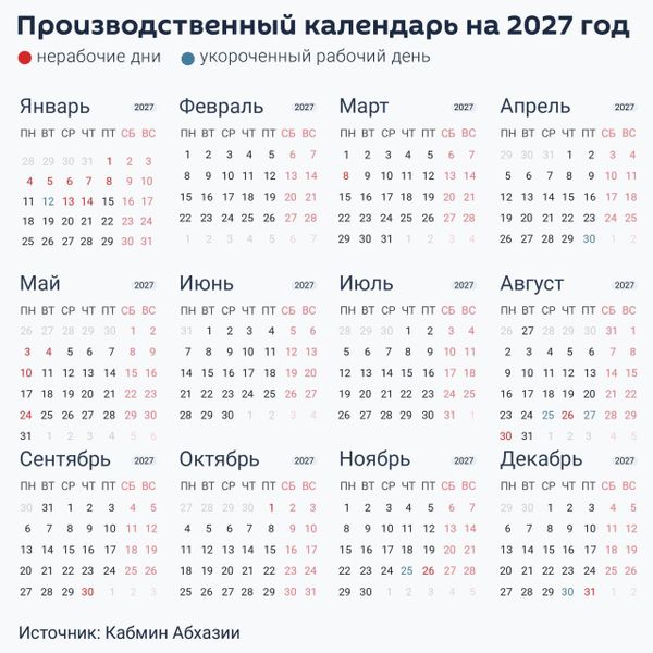 Производственный календарь на 2027 год - Sputnik Абхазия