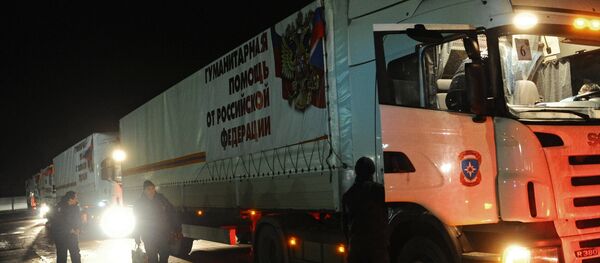 Колонна с гуманитарной помощью для Донбасса прибыла в Ростовскую область Колонна с гуманитарной помощью для Донбасса прибыла в Ростовскую область - Sputnik Абхазия