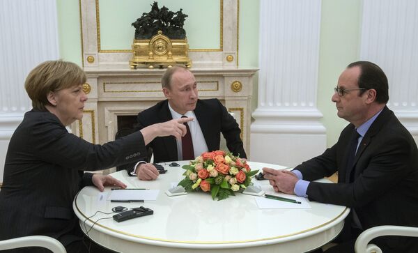 Президент России В.Путин провел рабочую встречу с канцлером ФРГ А.Меркель и президентом Франции Ф.Олландом - Sputnik Абхазия