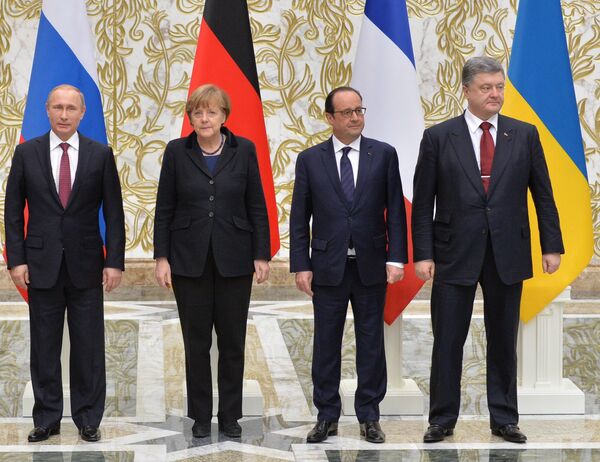Переговоры лидеров России, Германии, Франции и Украины в Минске. Архивное фото. - Sputnik Абхазия