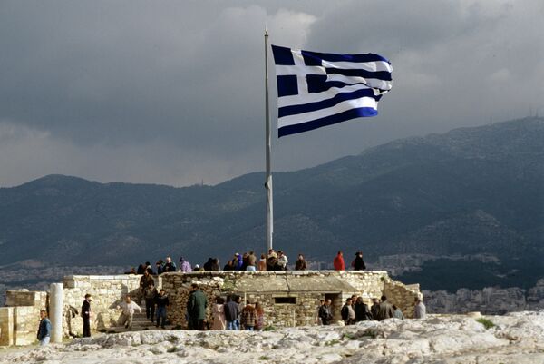 Греческий флаг на смотровой площадке Акрополя - Sputnik Абхазия
