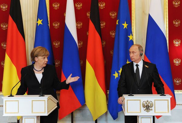 Совместная пресс-конференция президента РФ В.Путина и канцлера Германии А.Меркель - Sputnik Абхазия
