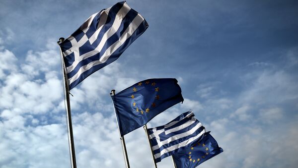 Флаг Греции и ЕС. Архивное фото. - Sputnik Абхазия